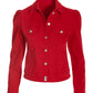 Denim Puff-Sleeve Jacket Red