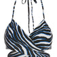 Swim Sense Ocean Zebra Printed Underwire Wrap Bikini Top Deep Ocean/Black