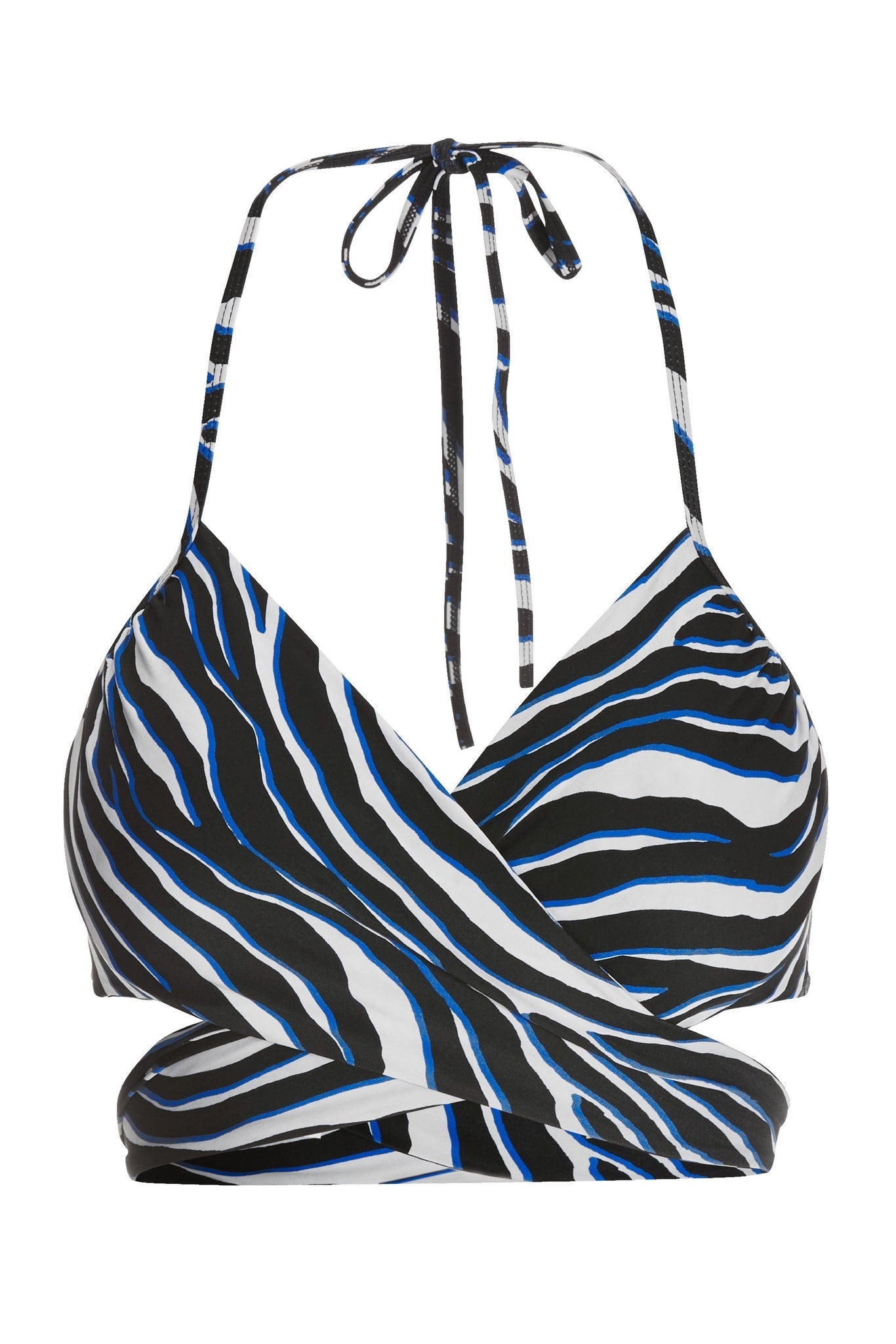 Swim Sense Ocean Zebra Printed Underwire Wrap Bikini Top Deep Ocean/Black