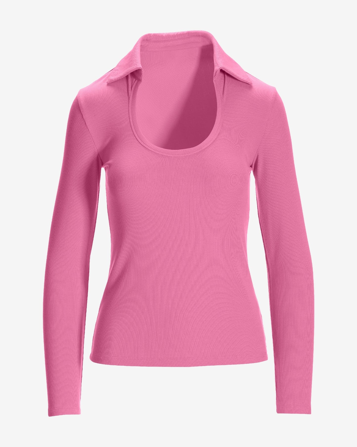 So Essential Collared Scoop-Neck Top Pink Carnation