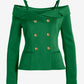 Off The Shoulder Scuba Double Breasted Blazer Monaco Green