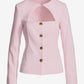 Modern Cutout Novelty Button Peplum Blazer Pink Quartz