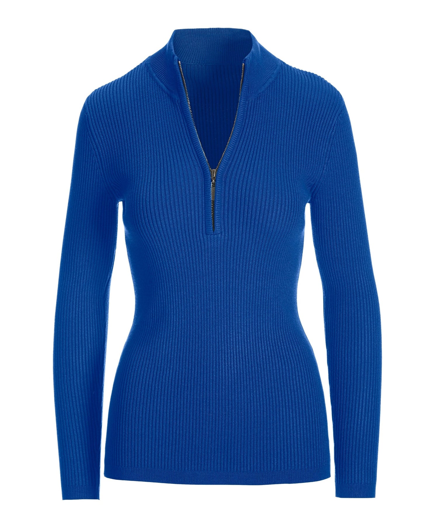 Ribbed Half Zip Up Sweater Deep Ocean