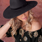 Wide Brim Velvet Trim Hat Black
