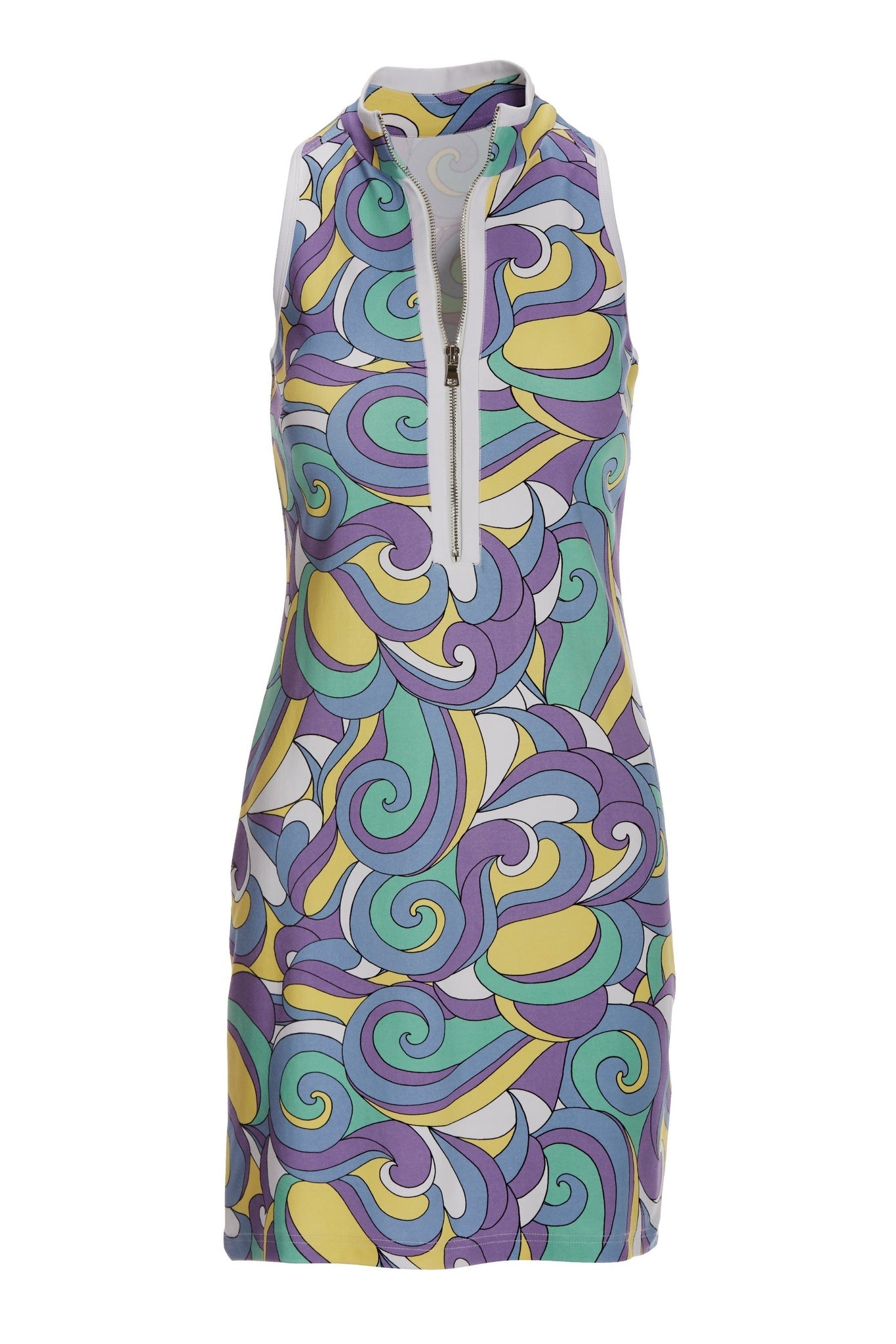 Printed Sleeveless Chic Zip Dress Multi
