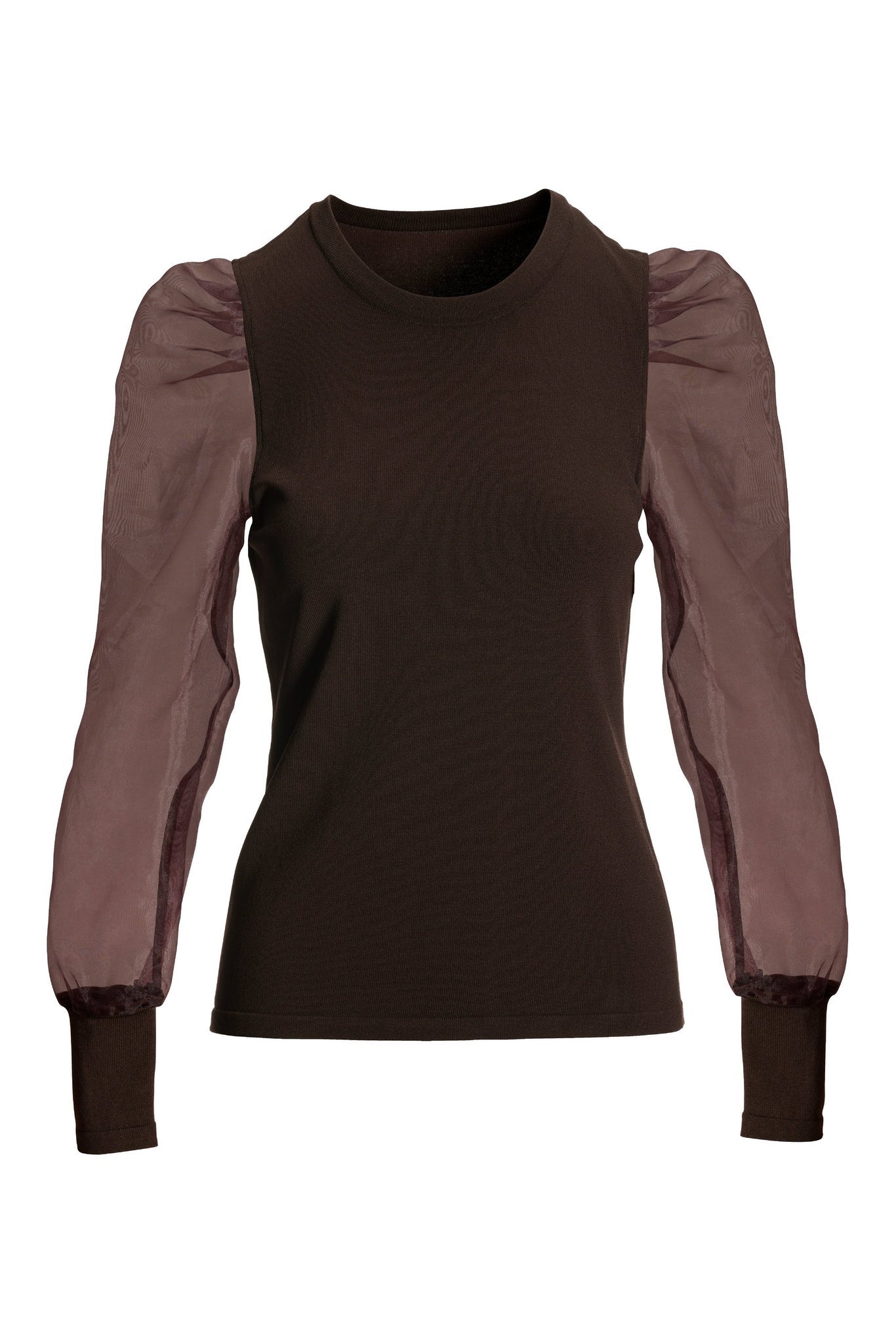 Organza Dramatic Sleeve Sweater Safari Brown