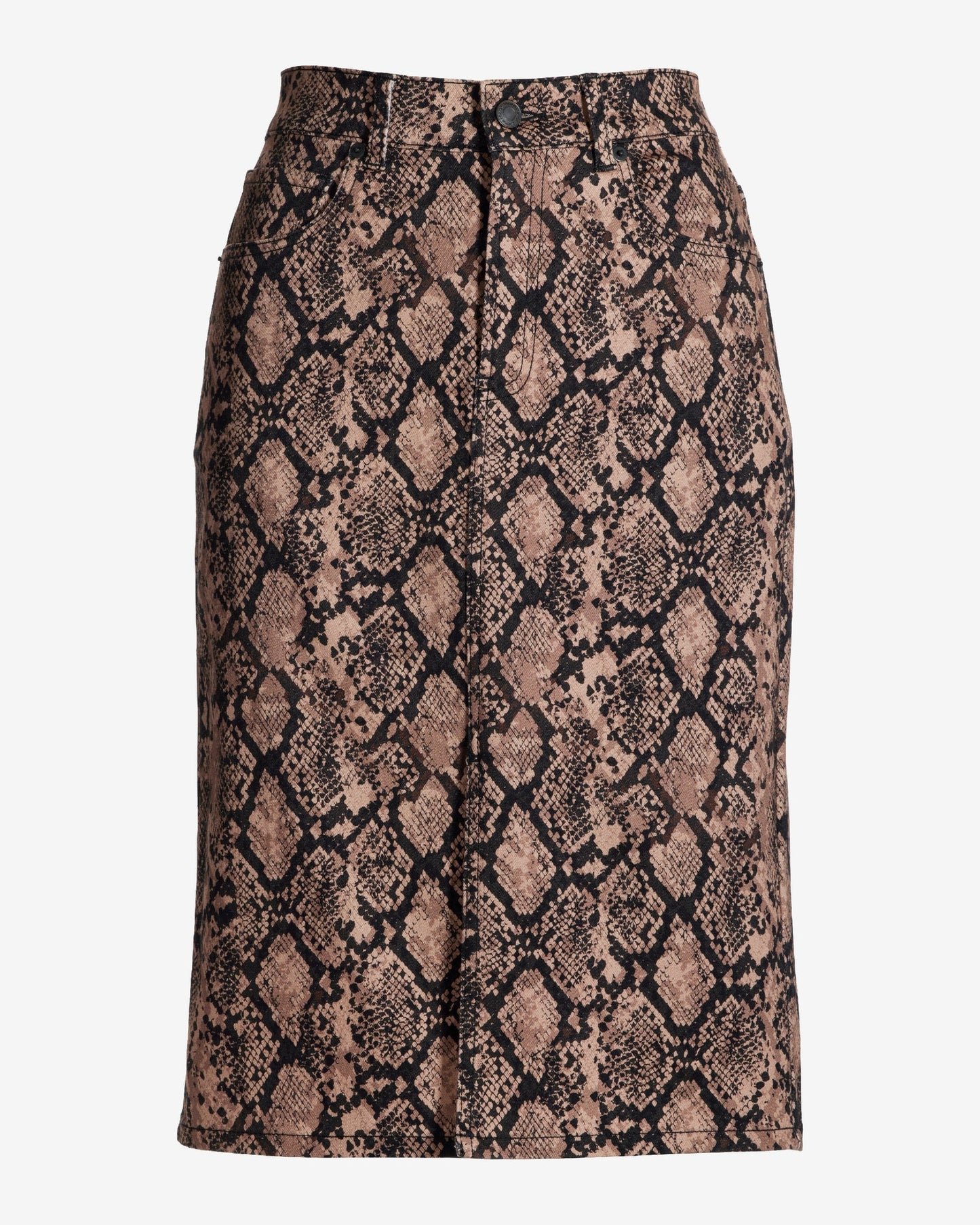 Print Denim Knee Length Skirt Denim Python