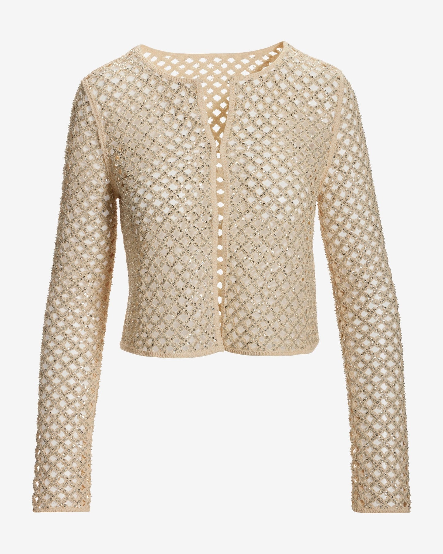 Embellished Crochet Cardigan Neutral