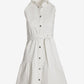 Collared Denim A Line Dress White