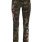 Embroidered Camo 5 Pocket Jean Green Multi