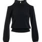 Beyond Travel Cold Shoulder Long Sleeve Blouson Top Jet Black