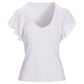 Eyelet-Sleeve V-Neck Knit Top White