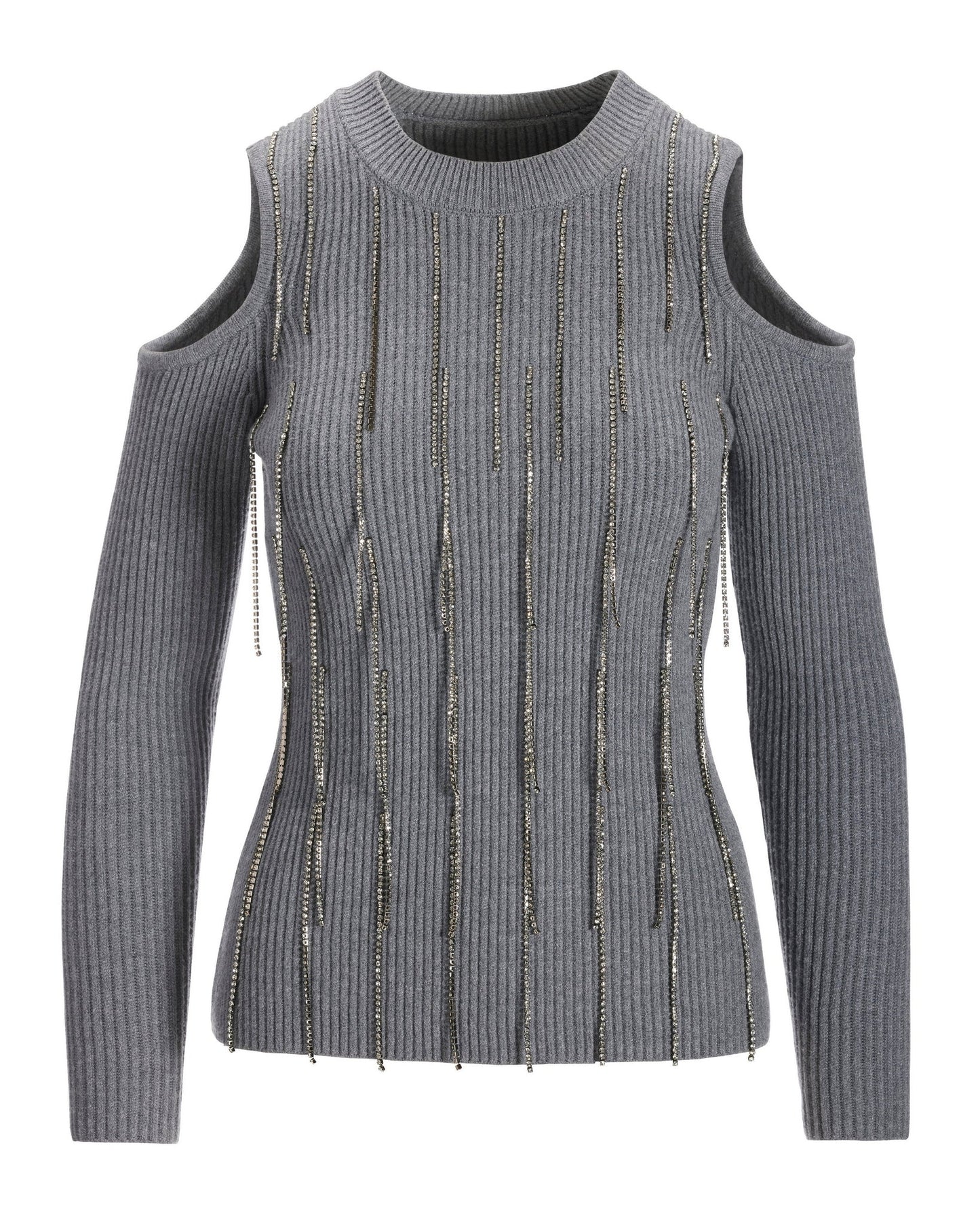 Rhinestone Fringe Sweater Charcoal