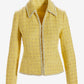 Crystal Trim Tweed Jacket Yellow