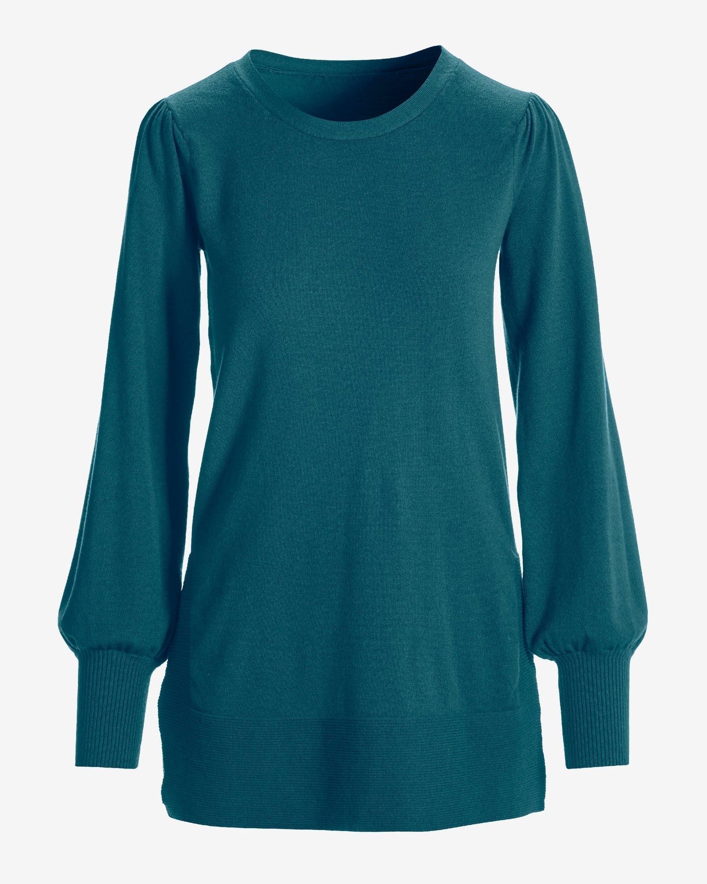 Lightweight Puff Sleeve Tunic Sweater Deep Lagoon