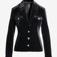Crystal Button Velvet Jacket Black