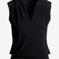 Beyond Travel Sleeveless Stand Collar Blouson Top Jet Black