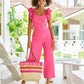 Straw Floral Tote Natural/Pink
