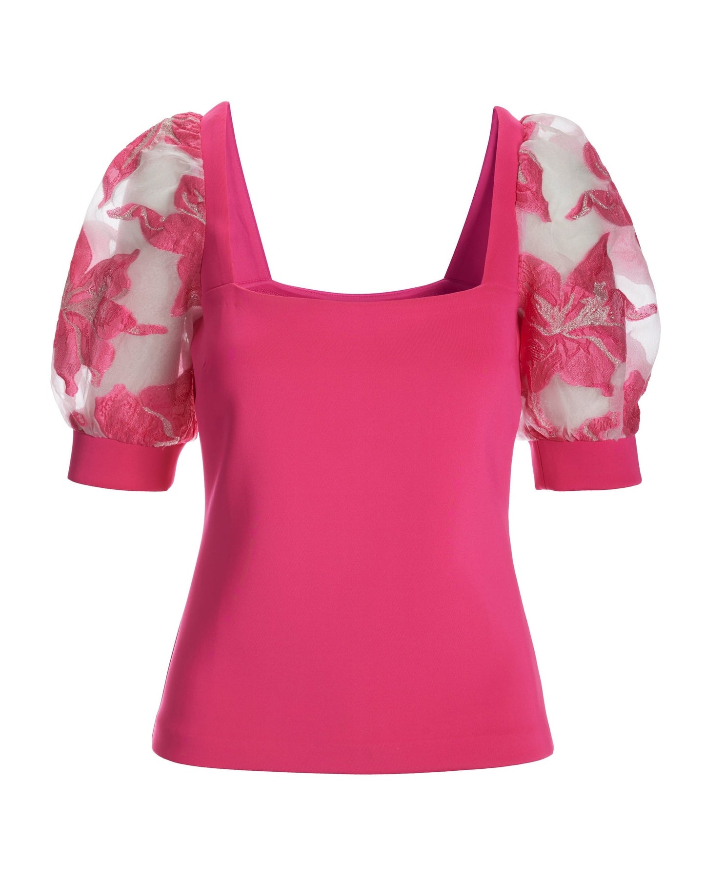 Floral Organza Sleeve Knit Top Blossom