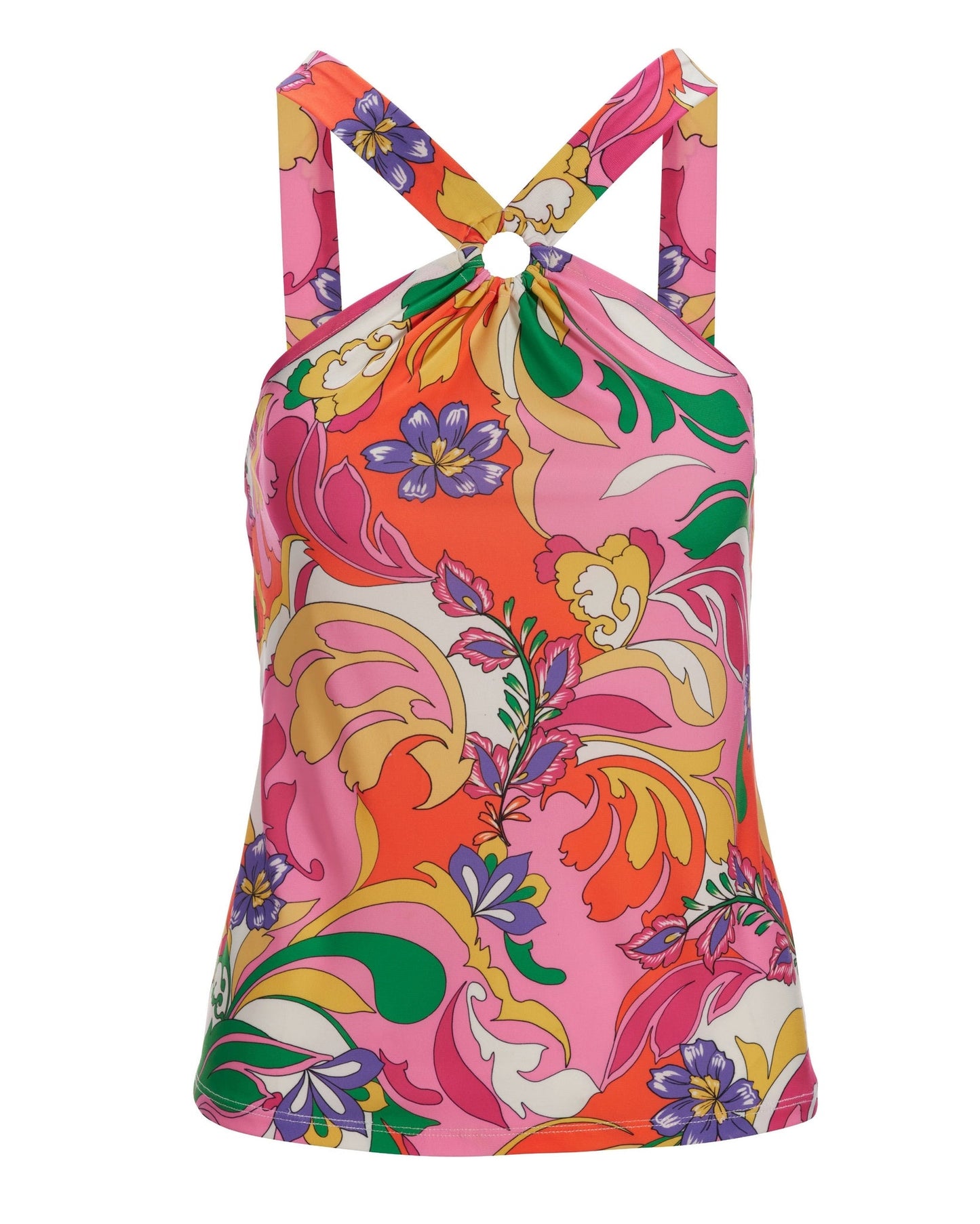 Paris Paisley Ring Halter Knit Top Multi