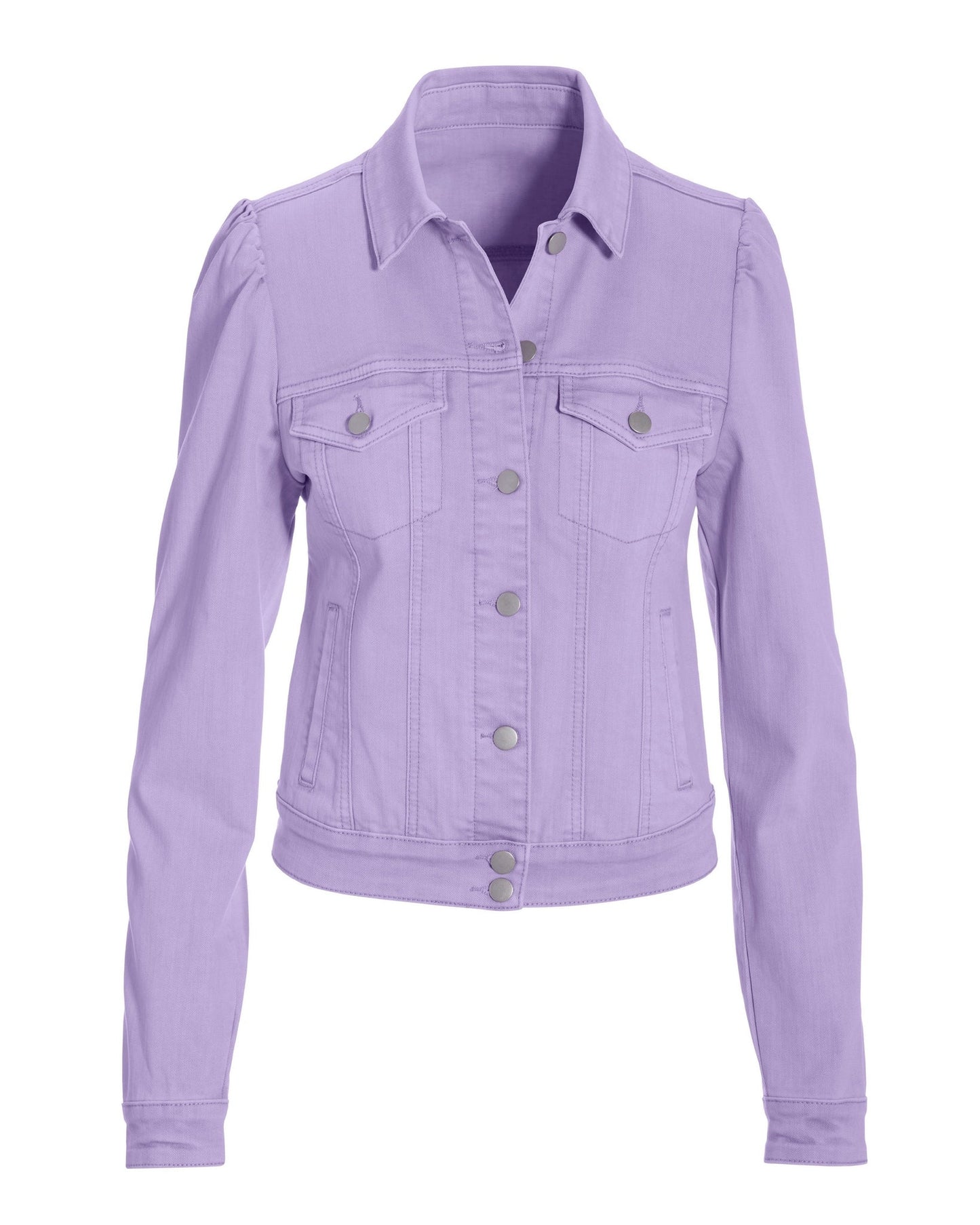 Denim Puff-Sleeve Jacket Lavender