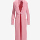 Faux Fur Collar Ribbed Long Cardigan Rose Shadow