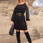 Hammered Leather Waist Belt Black/Gold
