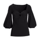Ring Detail Sweetheart Knit Top Black
