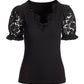 So Essential Lace V Neck Puff Sleeve Top Proper Black