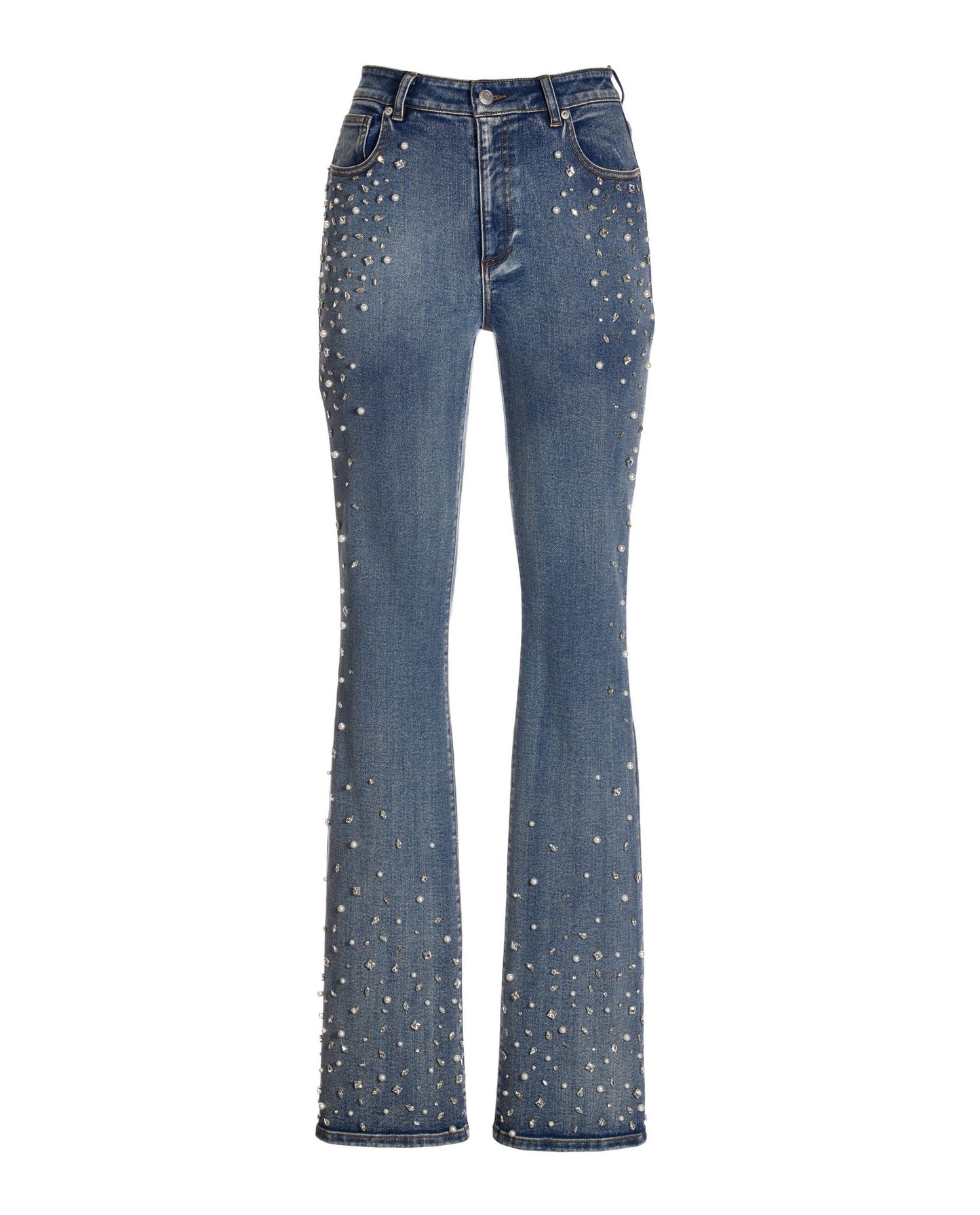 Monterey High Rise Scattered Pearl and Crystal Embellished Bootcut Jean Light Acid Wash