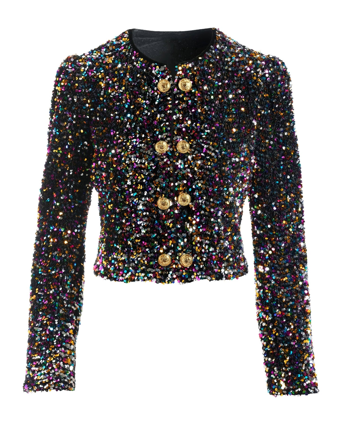 Effortless Multi Sequin Puff Sleeve Bolero Jacket Multi