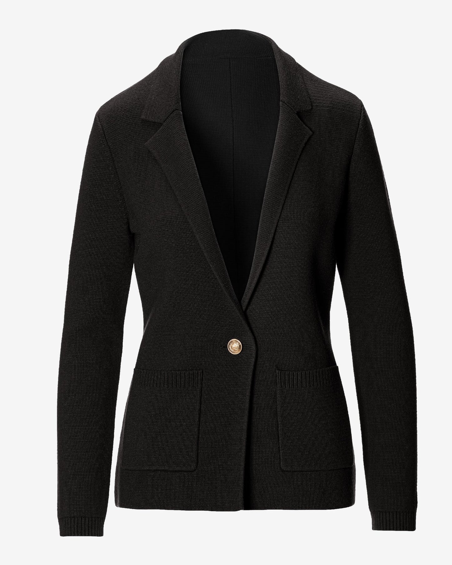 Single Button Sweater Blazer Black