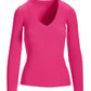 So Essential Ribbed V Neck Long Sleeve Top Pink Peacock