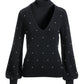 All Over Pearl Embellished Keyhole Sweater Black