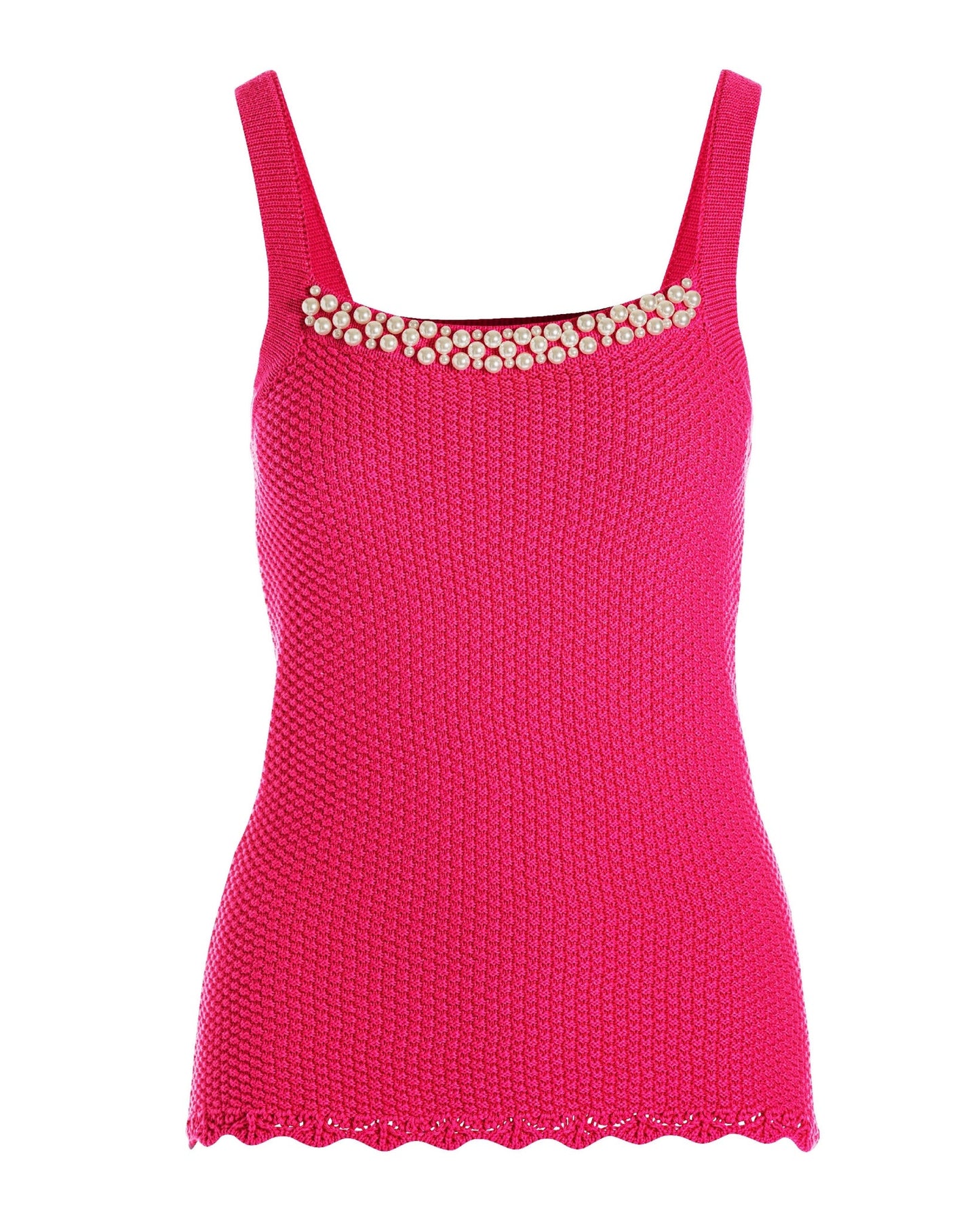 Pearl Trim Textured Sweater Tank Blossom