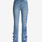 Newport Slim Straight Floral Applique Jean Light Wash