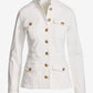 Crest Button Stretch Denim Luxe Utility Jacket Off White