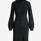 Crystal Turtleneck Sweater Dress Black