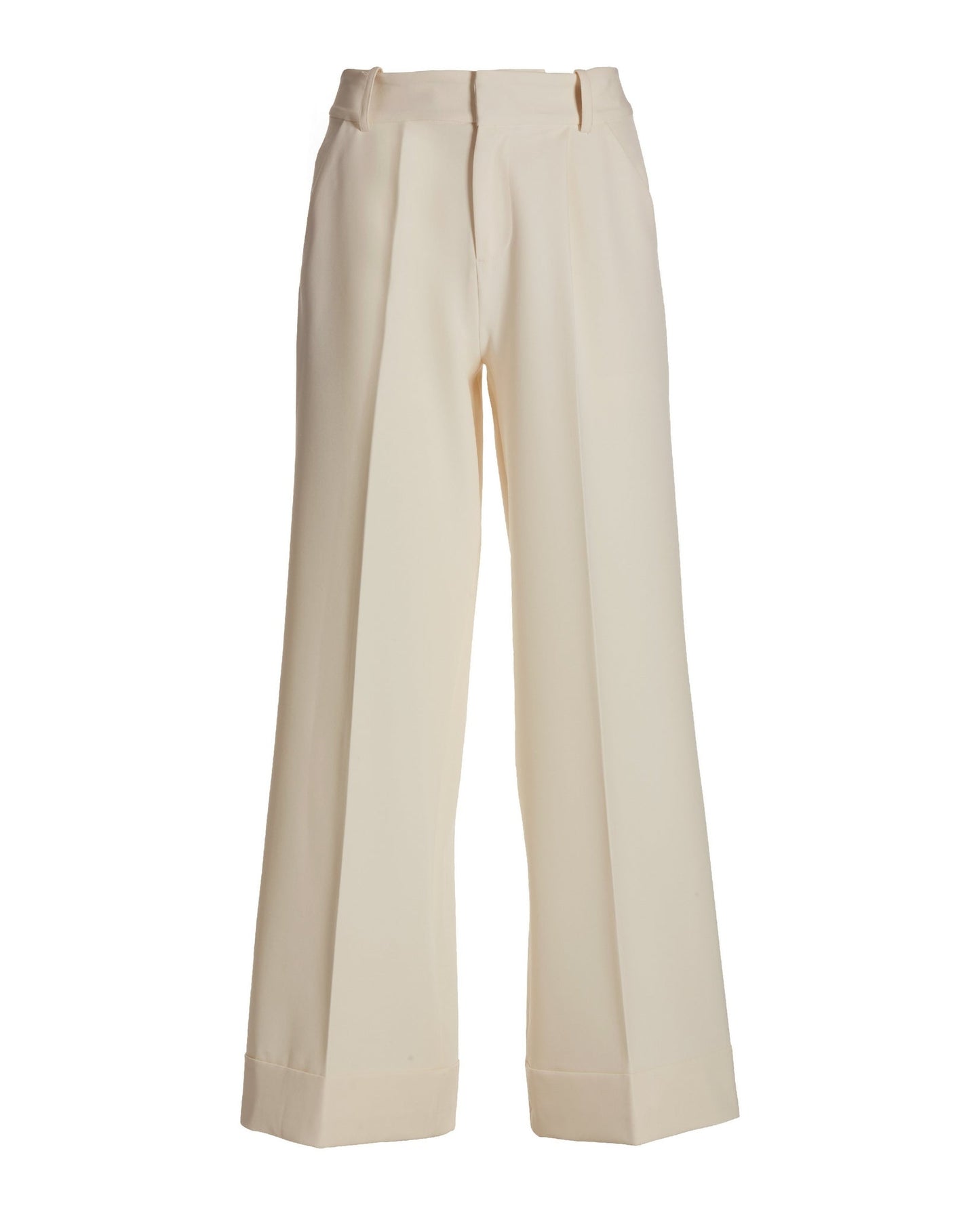 High Waist Wide Leg Crepe Pant Off White