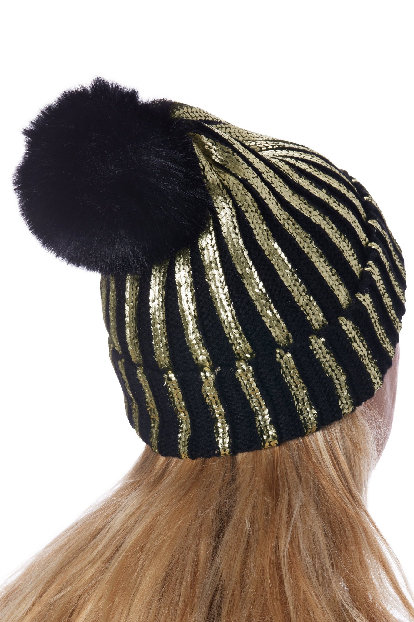 Black and Gold Metallic Beanie Black/Gold