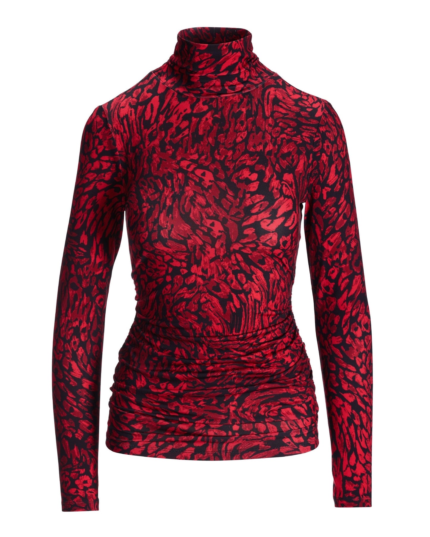 So Chic Crimson Cheetah Turtleneck Red
