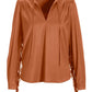 Fringe V Neck Charmeuse Blouse Peach Nectar