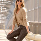 All Over Studded Leather Belt Brown