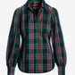 Holiday Multi Plaid Victoria Drama Sleeve Shirt Black Multi