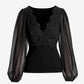 Scallop Lace Long Sleeve Top Proper Black