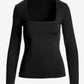 So Modern Square Neck Long Sleeve Top Proper Black