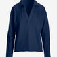Cotton Comfort Collared V Neck Lounge Sweatshirt Navy