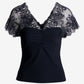Delicate Lace and Slink Rib  Knit Top Proper Black