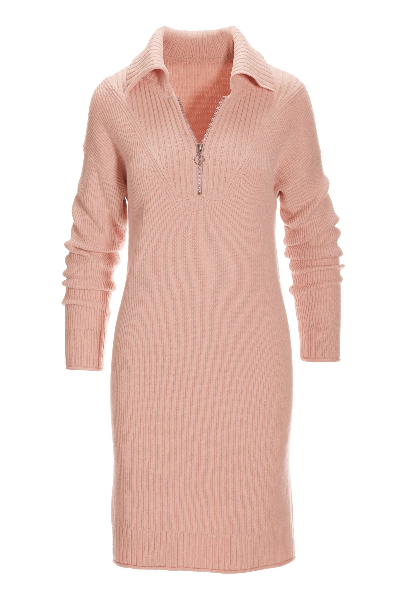 Half Zip Sweater Dress Pale Pink