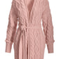 Cable Tie-Waist Cardigan Sweater Lotus